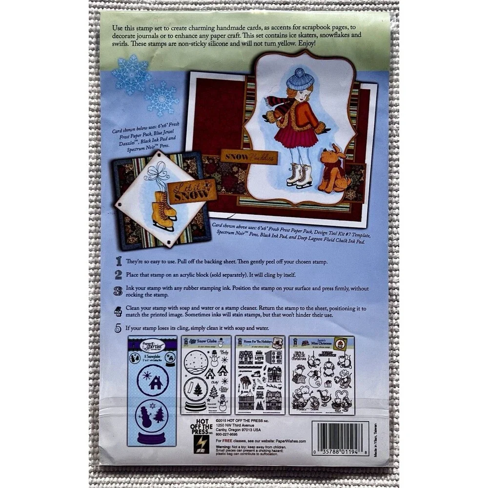 Hot Off the Press ICE SKATERS Skating Little Girl Christmas Dog Rubber Stamps
